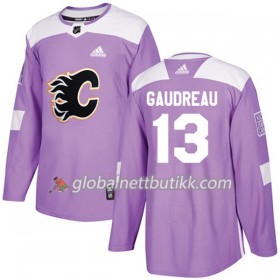 Calgary Flames Hockeydrakt Johnny Gaudreau 13 2017-2018 Purple Fights Cancer Practice Adidas Authentic - Herre